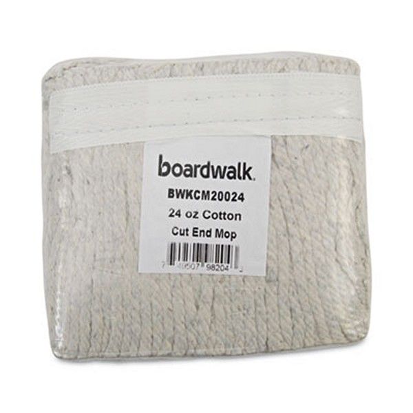 Boardwalk® Banded Cotton Mop Heads, 24oz, White, 12/carton