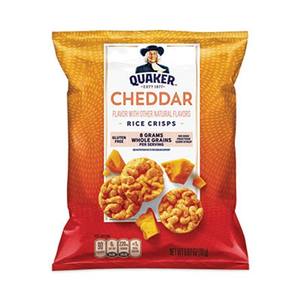 Quaker Rice Crisps, Cheddar Cheese, 0.67 Bag, 60 Bags/Box