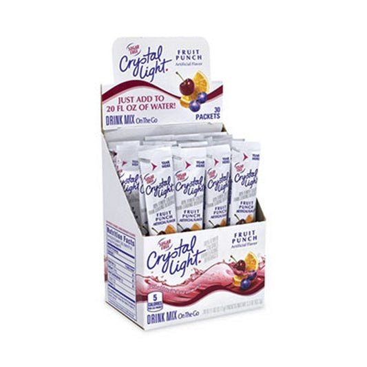 Crystal Light On-The-Go Sugar-Free Drink Mix, Fruit Punch, 0.12 Single-Serving Tubes, 30/Pk, 2 Packs/Box