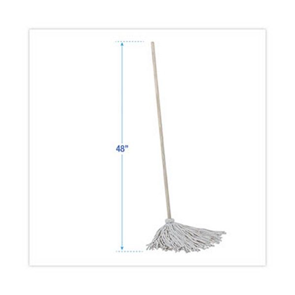 Boardwalk® Handle/deck Mops, 16 Oz White Cotton Head, 48" Oak Wood Handle