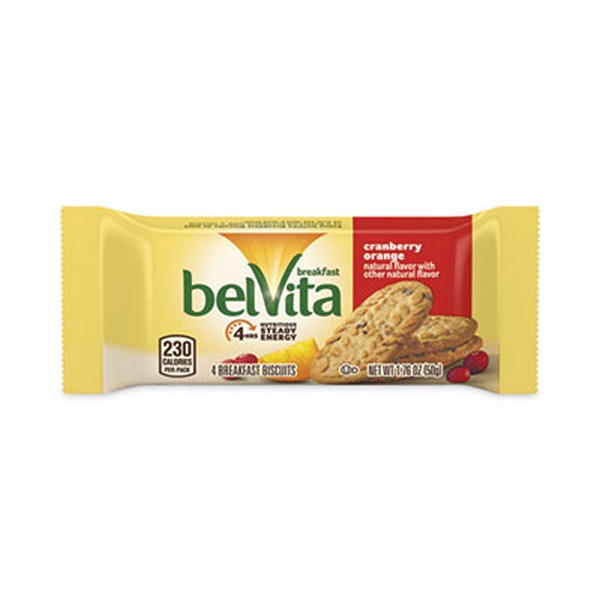 BelVita Cranberry Orange Crunchy Breakfast Biscuits, 1.76Packet of 6, 5 Packs/Box, 6 Boxes/Carton