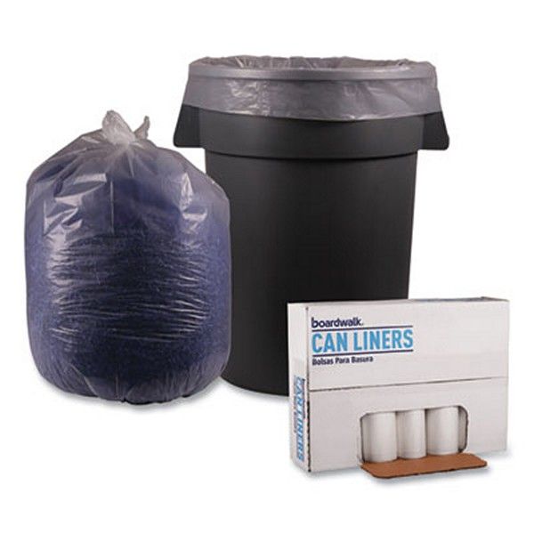 Boardwalk® Low Density Repro Can Liners, 56 Gal, 1.1 Mil, 43" X 47", Clear, 10 Bags/roll, 10 Rolls/carton