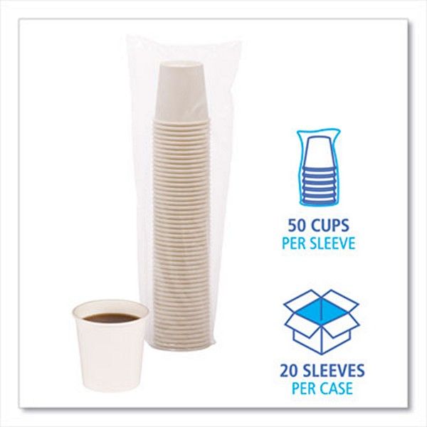 Boardwalk® Paper Hot Cups, 4 Oz, White, 20 Cups/sleeve, 50 Sleeves/carton