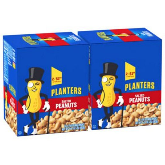 Salted Peanuts, 1.75 oz Pack, 18 Packets/Box, 2 Boxes/Carton