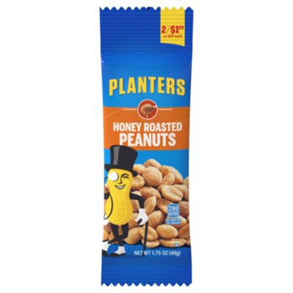 Honey Roasted Peanuts, 1.75 oz Tubes, 18 Tubes/Box, 2 Boxes/Carton