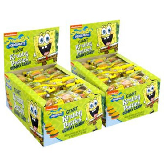 SpongeBob Squarepants Giant Krabby Patties Gummy Candy, Fruity, 0.63 oz Packet, 36/Bag, 2/Carton