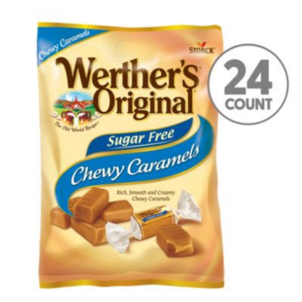 Chewy Caramels Sugar Free, 1.48 oz Bag, 24/Carton