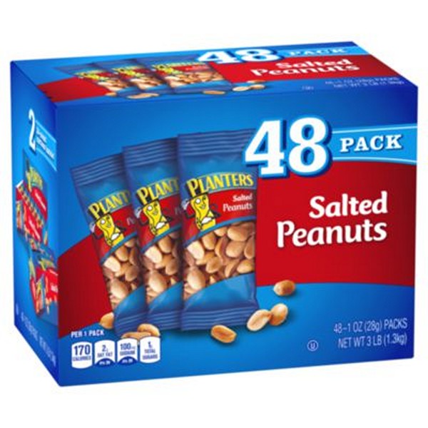 Salted Peanuts, 1 oz Pouch, 48/Box, 2 Boxes/Carton