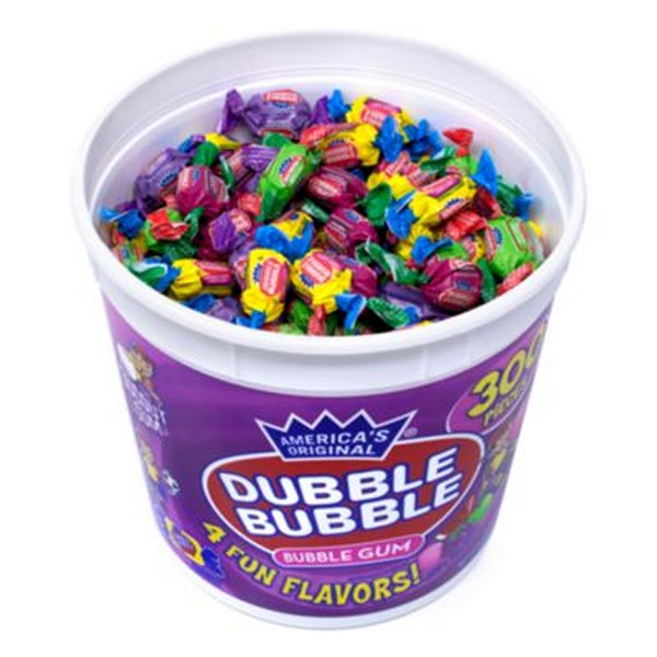 Bubble Gum Assorted Flavor Twist Tub, 0.16 oz Individually Wrapped, 300/Tub, 2 Tubs/Carton