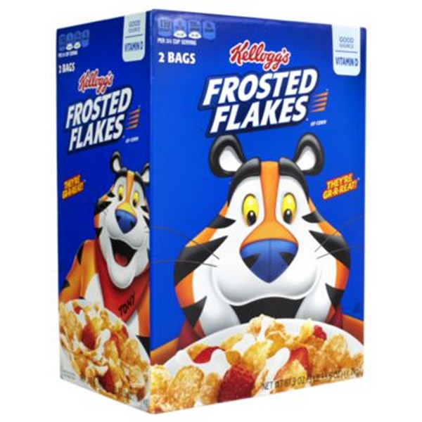 Frosted Flakes Breakfast Cereal, 2 Bags/61.9 oz Box, 2 Boxes/Carton