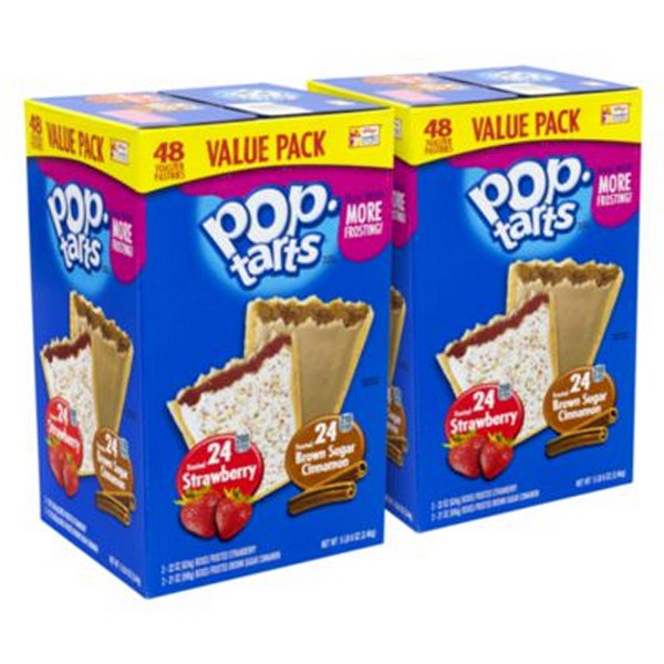 Pop Tarts, Brown Sugar Cinnamon/Strawberry, 2/Pouch, 24 Pouches Box, 2 Boxes/Carton