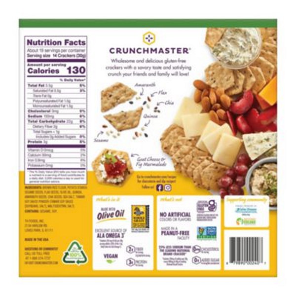 5-Seed Multi-Grain Crunchy Oven Baked Crackers, Original, 5 oz Bags, 4/Box, 2 Boxes/Carton