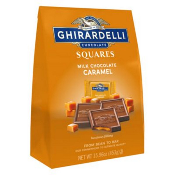 Milk Chocolate and Caramel Chocolate Squares, 15.96 oz Bag, 2/Carton