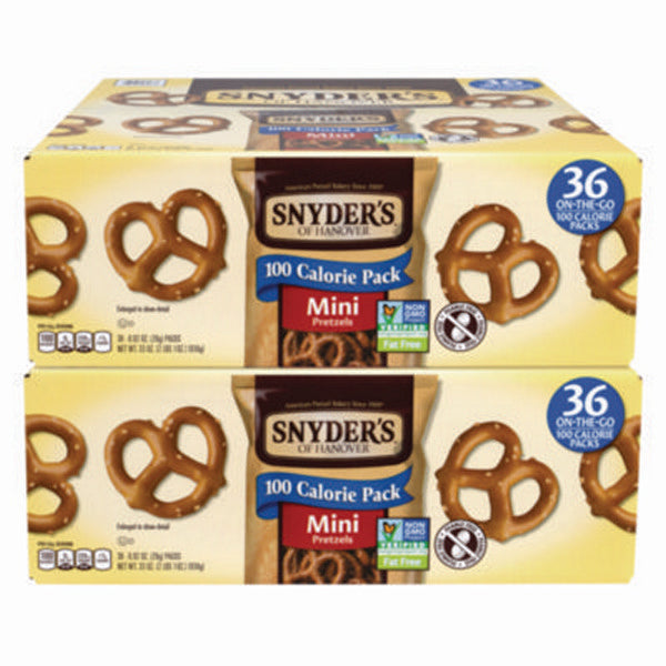 Mini Pretzels. 0.92 oz Pack, 36 Packs/Box, 2 Boxes/Carton