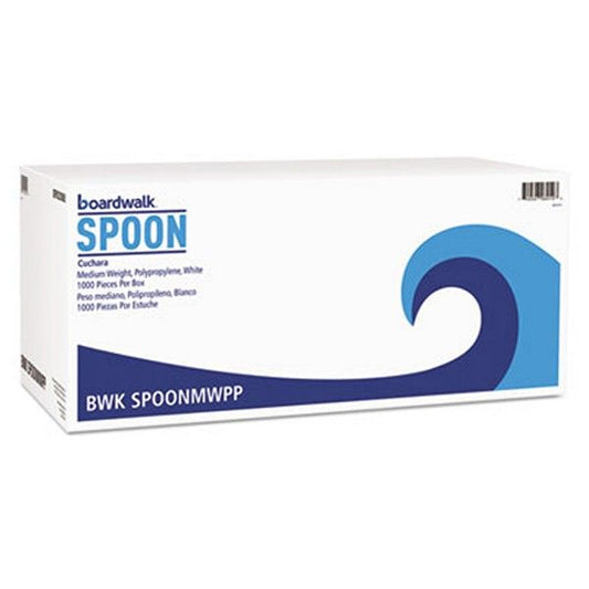 Boardwalk® Mediumweight Polypropylene Cutlery, Teaspoon, White, 1000/carton