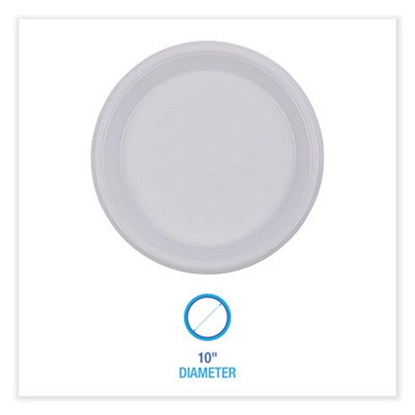 Boardwalk® Hi-Impact Plastic Dinnerware, Plate, 10" Dia, White, 500/carton