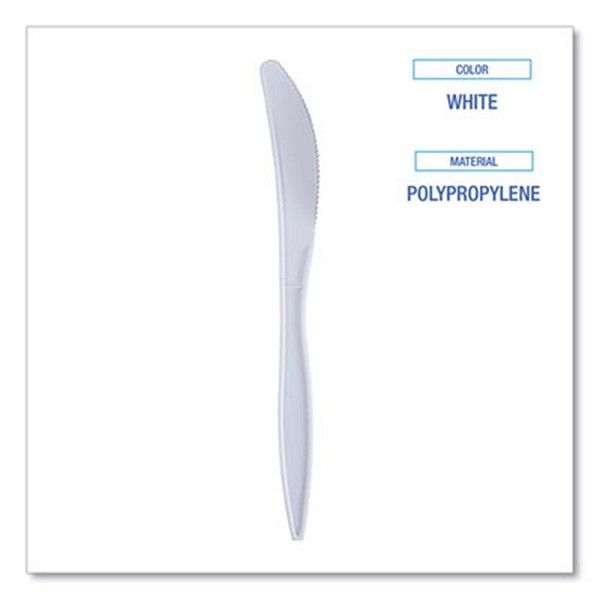 Boardwalk® Mediumweight Wrapped Polypropylene Cutlery, Knives, White, 1,000/carton