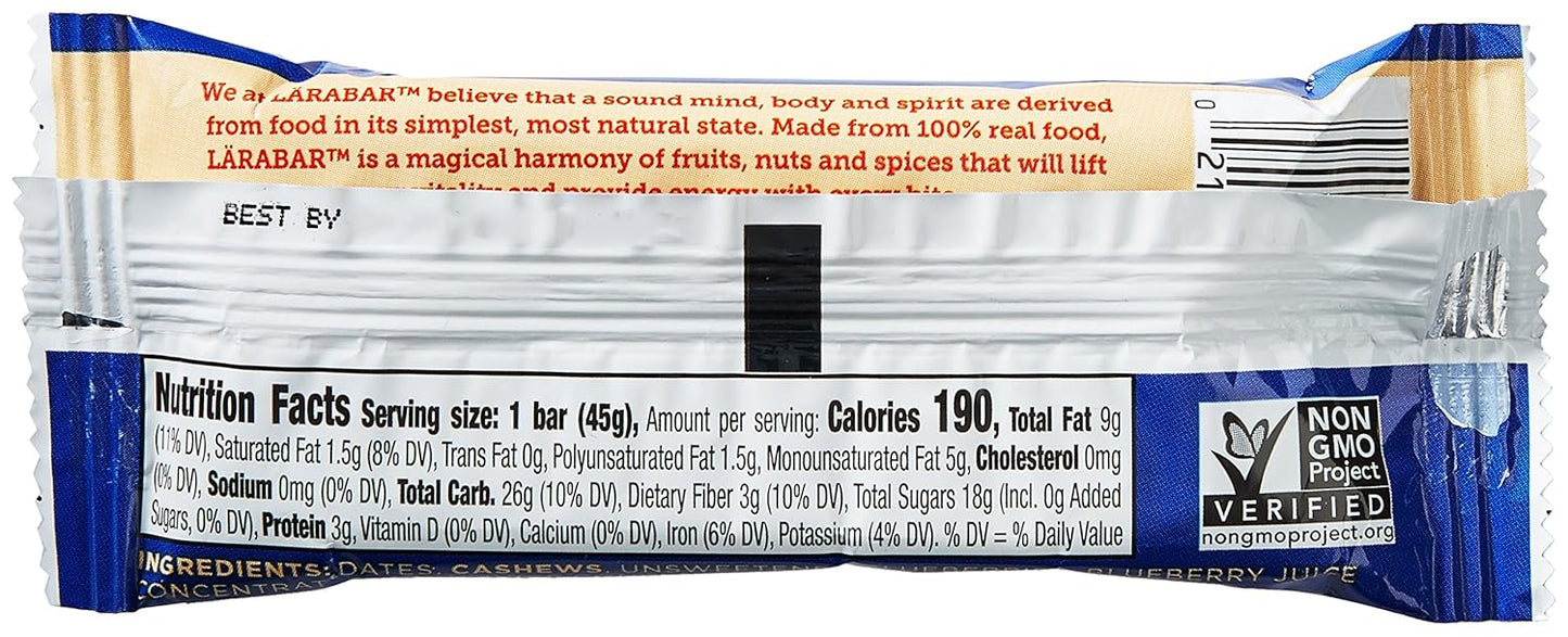 Larabar Gluten Free Bar, Blueberry Muffin, 1.6 oz Bar, Case of 16