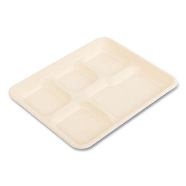 Boardwalk® Boardwalk Bagasse PFAS-Free Food Tray, 5-Compartment, 8.26 x 0.98 x 10.9, Tan, Bamboo/Sugarcane, 500/Carton