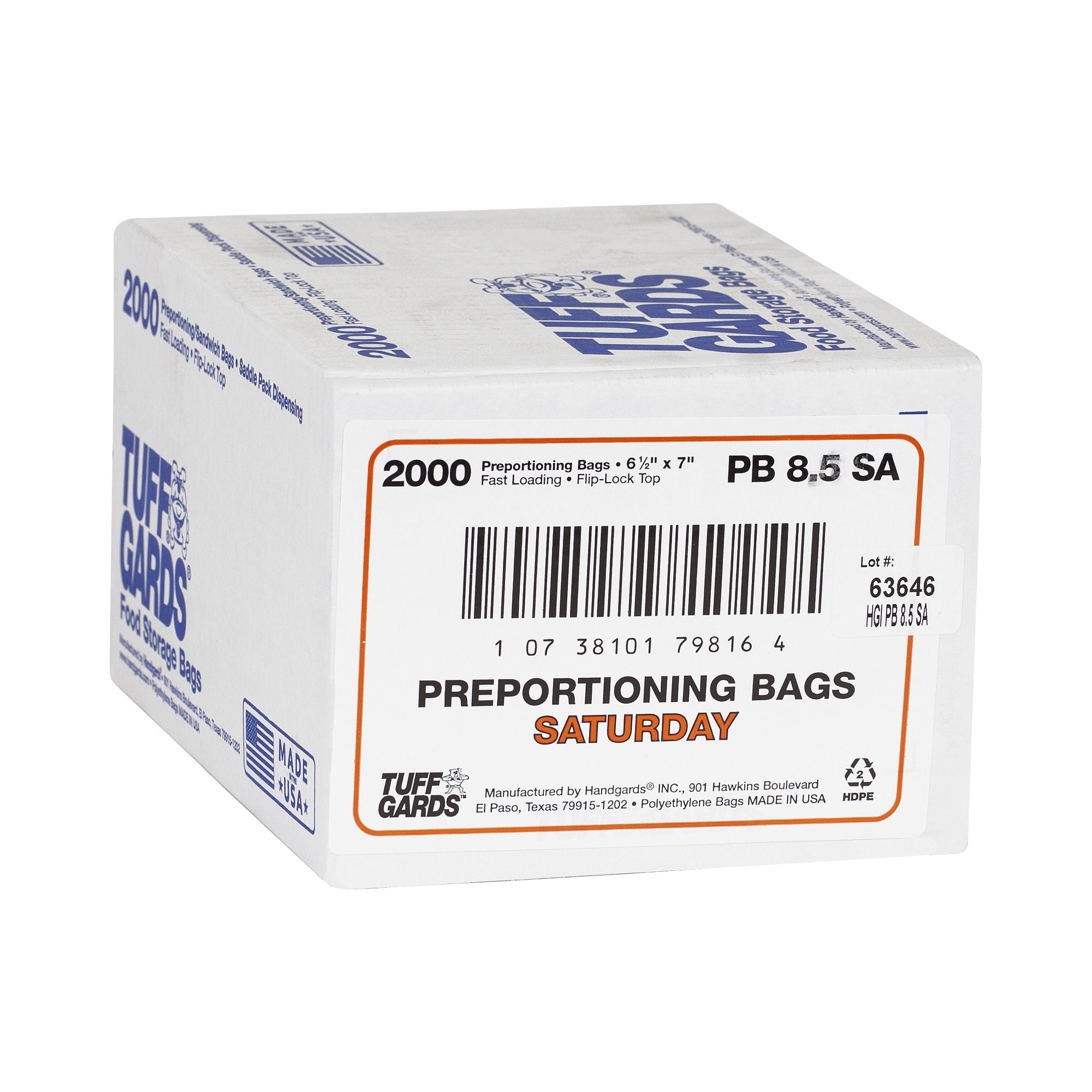 Tuffgards M High Density Orange Saturday Preportioning Bag Ea 2000 Each - 2000 Per Case