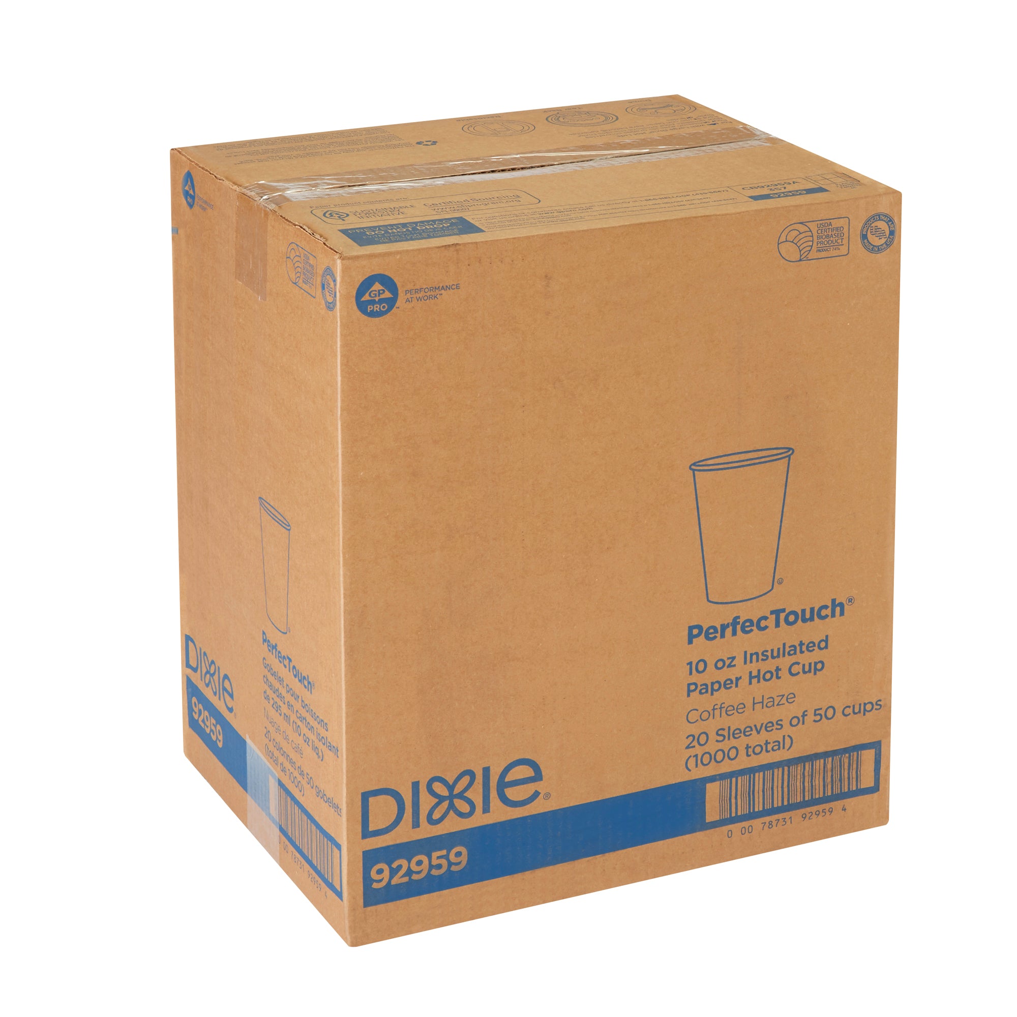 Dixie(R) Perfectouch(R) 12Oz Insulated Paperhot Cups By Gp Pro  Fit Large Lids  Coffee Haze  1000 C