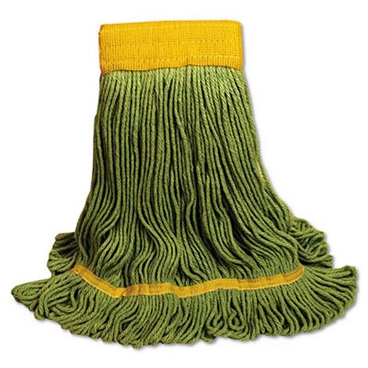 Boardwalk® Ecomop Looped-End Mop Head, Recycled Fibers, Large Size, Green