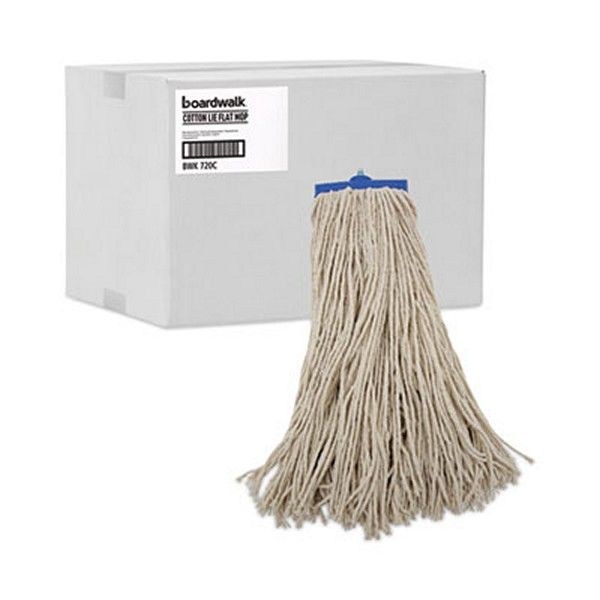 Boardwalk® Mop Head, Economical Lie-Flat Head, Cotton Fiber, 20 oz, White, 12/Carton