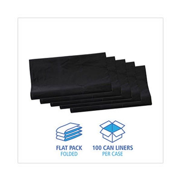 Boardwalk® Linear Low Density Industrial Can Liners, 56 Gal, 1.7 Mil, 43 X 47, Black, 100/carton