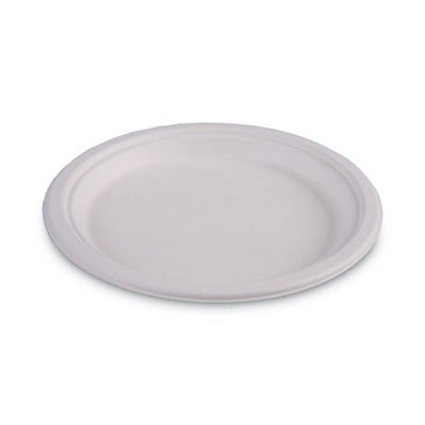 Boardwalk® Bagasse Dinnerware, Plate, 10" Dia, White, 500/carton