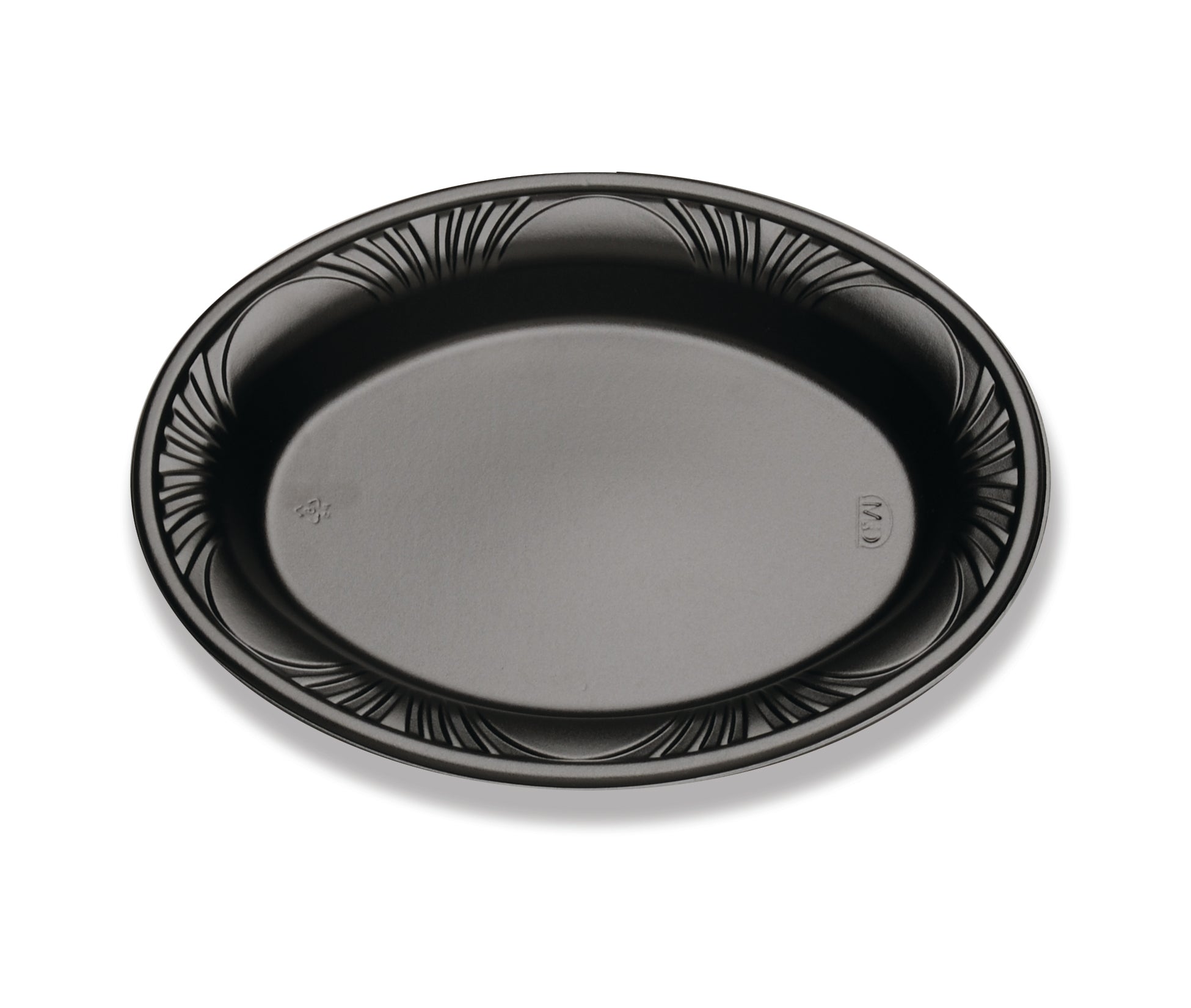 11" X 8" Oval Black C-Fine Ps Platter W/Marbella Rim  1.3" Deep