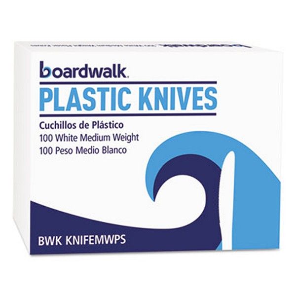 Boardwalk® Mediumweight Polystyrene Cutlery, Knife, White, 100/box