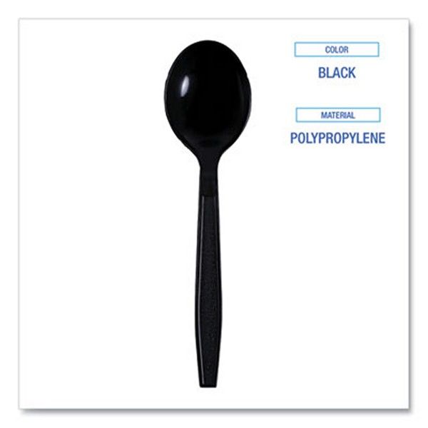 Boardwalk® Heavyweight Wrapped Polypropylene Cutlery, Soup Spoon, Black, 1,000/carton