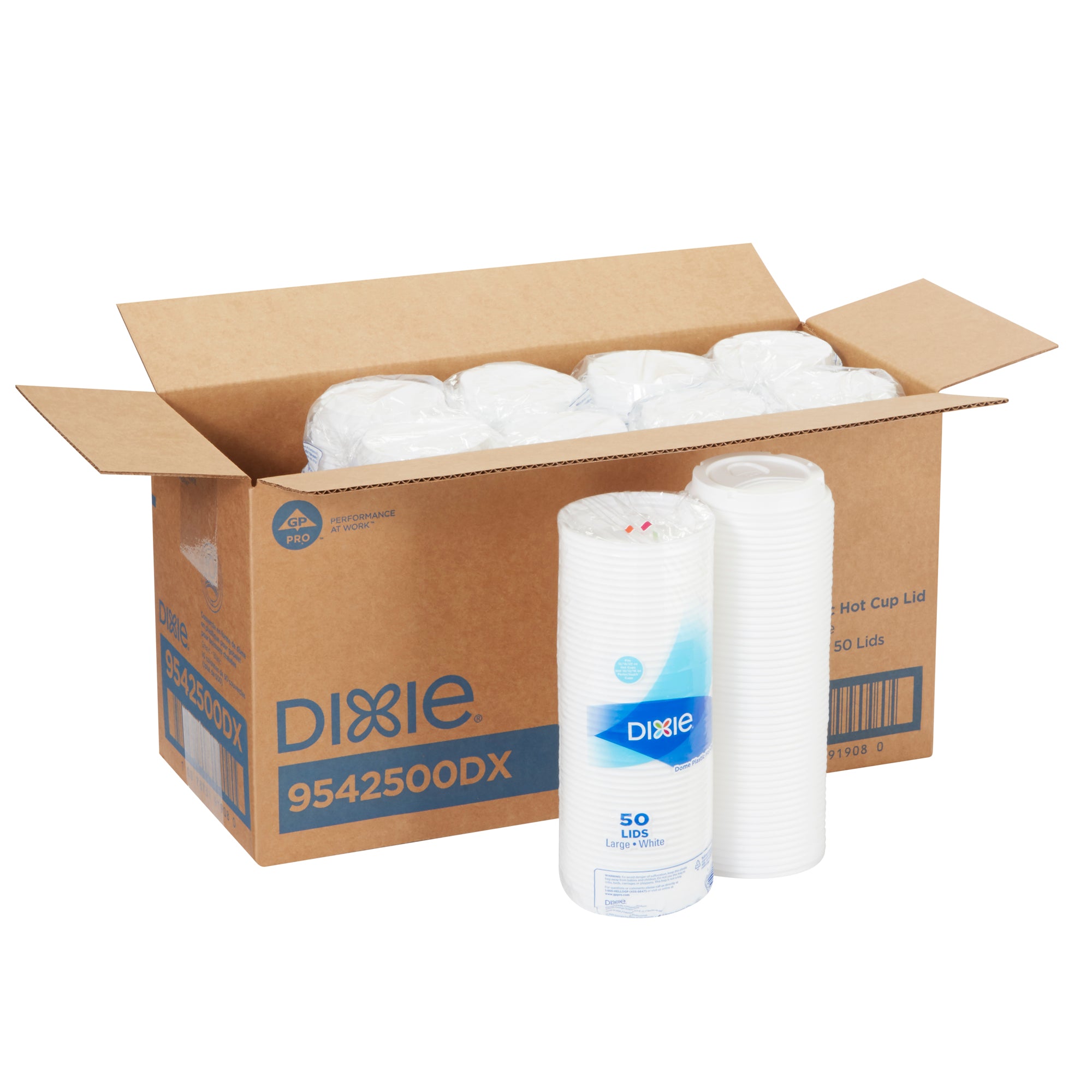 Dixie(R) Dome 10 To 20 Ounce Plastic Hot Cuplids  Large  White  500 Lids Per Case