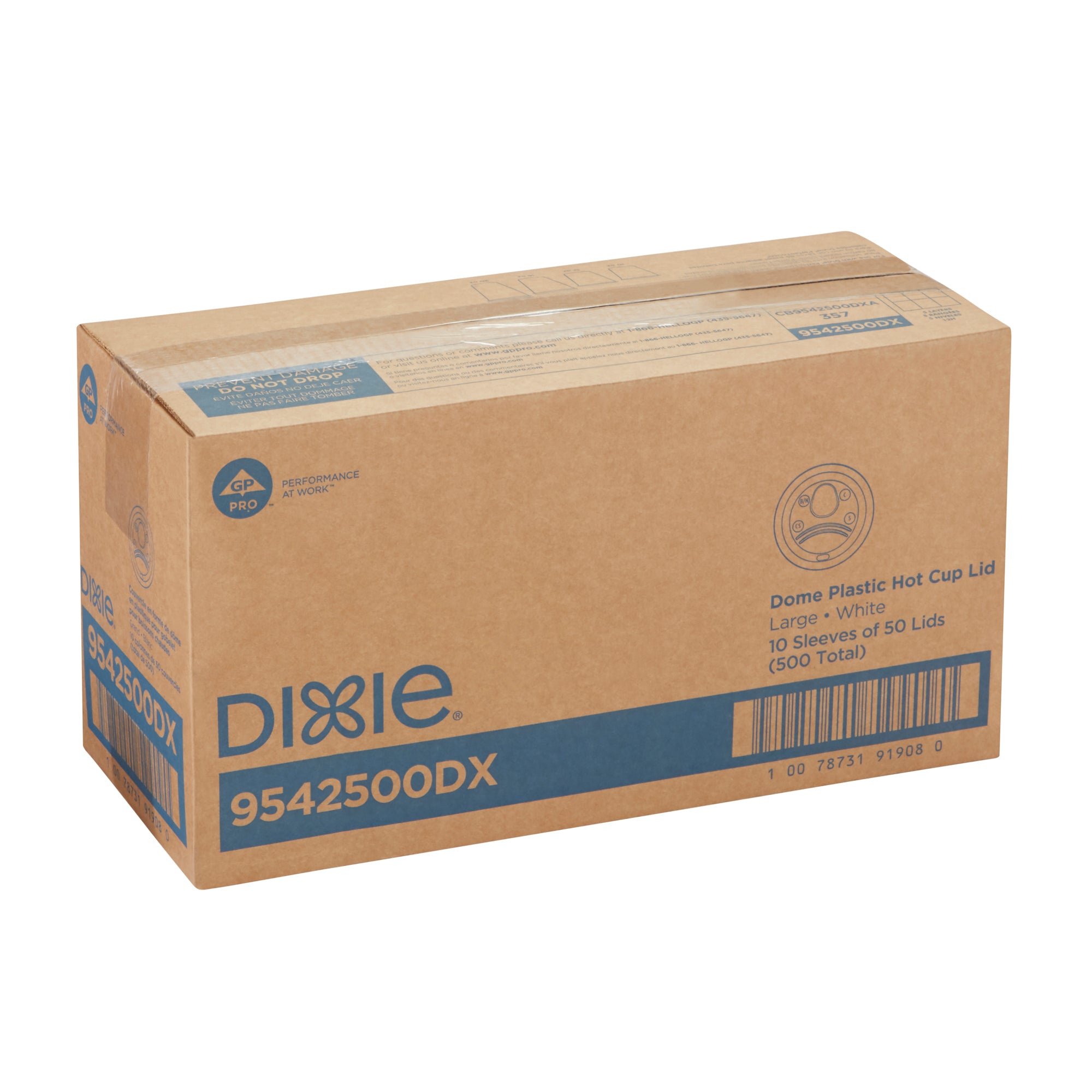Dixie(R) Dome 10 To 20 Ounce Plastic Hot Cuplids  Large  White  500 Lids Per Case