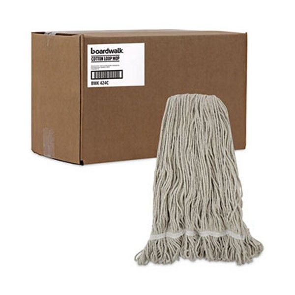 Boardwalk® Pro Loop Web/tailband Wet Mop Head, Cotton, 24oz, White, 12/carton