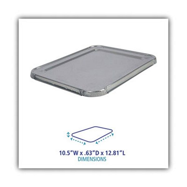 Boardwalk® Aluminum Steam Table Pan Lids, Fits Half-Size Pan, Deep, 10.5 x 12.81 x 0.63, 100/Carton