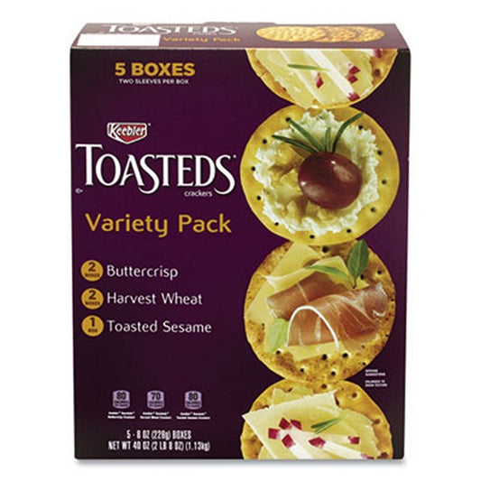 Keebler Toasteds Party Pack Cracker Assortment, 8 Box, 5 Assorted Boxes/pack