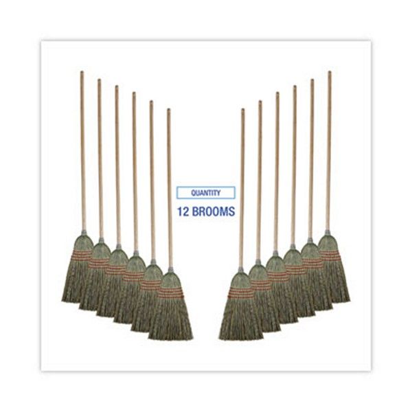 Boardwalk® Mixed Fiber Maid Broom, Mixed Fiber Bristles, 55" Overall Length, Natural, 12/carton