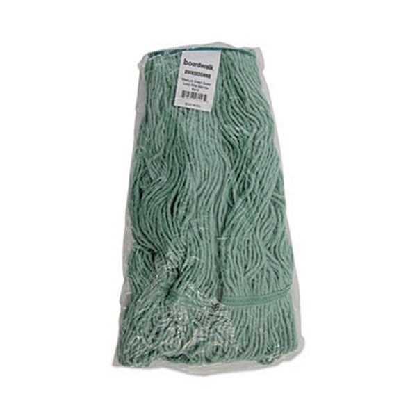 Boardwalk® Mop Head, Premium Standard Head, Cotton/Rayon Fiber, Medium, Green, 12/Carton