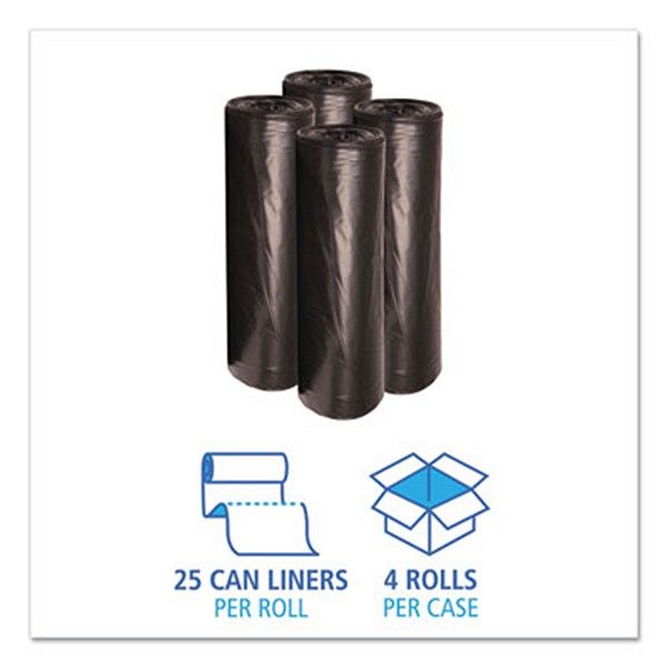 Boardwalk® Low-Density Waste Can Liners, 56 Gal, 0.6 Mil, 43" X 47", Black, 100/carton