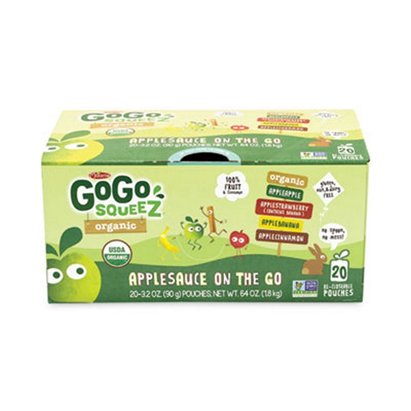 GoGoSqueez Fruit On The Go, Variety Applesauce, 3.2 Pouch, 20/Box