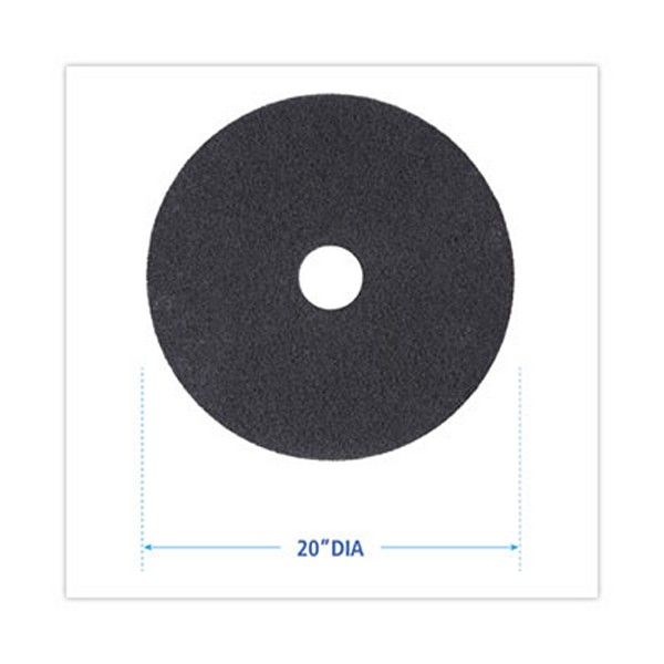 Boardwalk® High Performance Stripping Floor Pads, 20" Diameter, Black, 5/carton