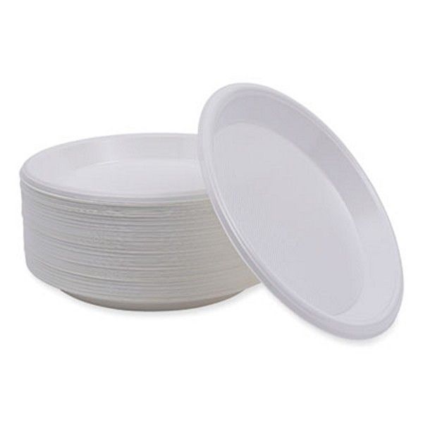 Boardwalk® Hi-Impact Plastic Dinnerware, Plate, 10" Dia, White, 500/carton