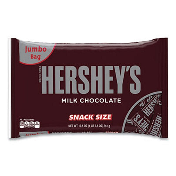 Hershey's Snack Size Bars, Milk Chocolate, 19.8 Bag