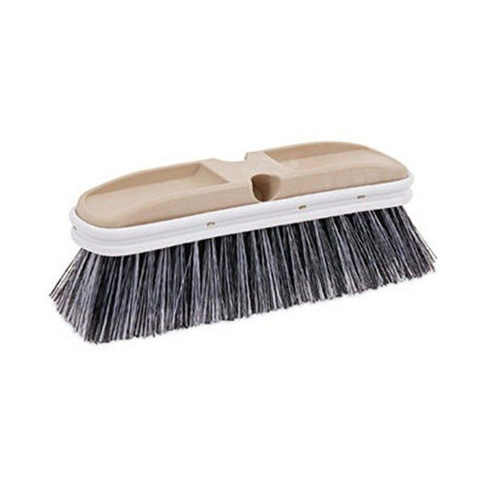 Boardwalk® Polystyrene Vehicle Brush with Vinyl Bumper, Black/White Polystyrene Bristles, 10" Brush