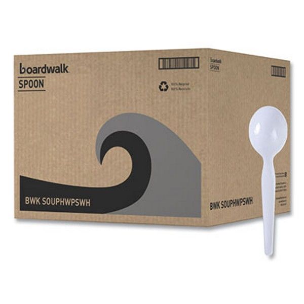 Boardwalk® Heavyweight Polystyrene Cutlery, Soup Spoon, White, 1000/carton