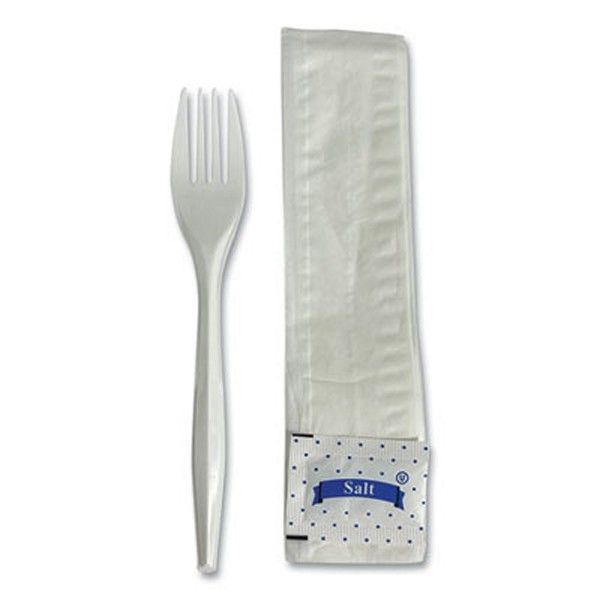 Boardwalk® Boardwalk Three-Piece Utensil Set, Fork/Napkin/Salt Packet, White, 500/Carton