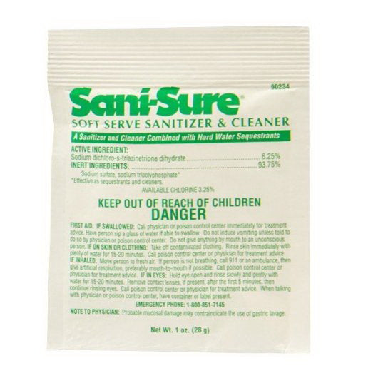 Diversey Inc. Diversey Sanitizer Sani-sure Clean Soft Serve Pouch 1 - 100 Each - 1 Per Case