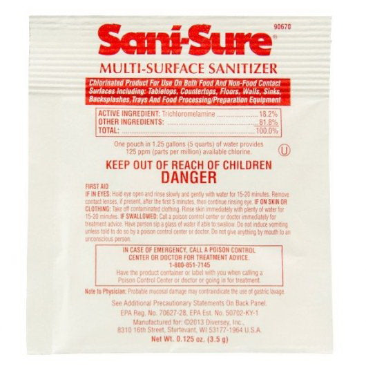 Diversey Inc. Diversey Sanitizer Sani-sure Powder 100 - 0.125 Each - 100 Per Case