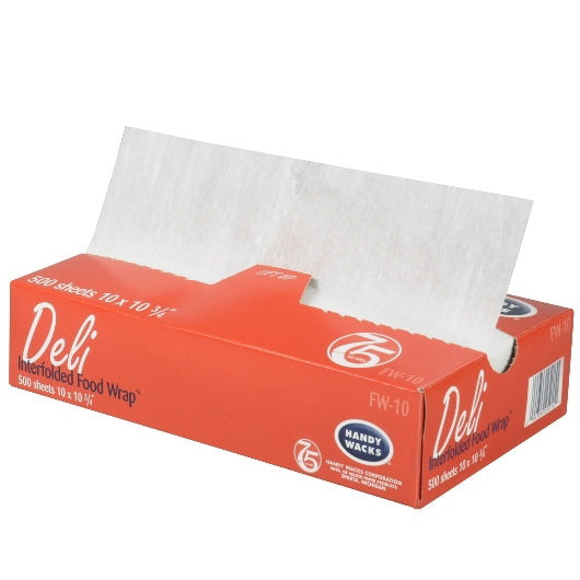 Handy Wacks Corp Handy Wacks 10 Inch X 10.75 Inch Interfoldedfood and Deli Wrap 12 - 500 Cnt - 500 Count - 12 Per Case